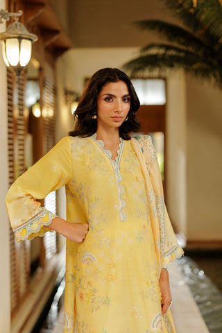 SS26DA-2941 YELLOW 2PCS  EMBROIDERED KURTA WITH TROUSER