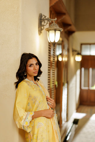 SS26DA-2941 YELLOW 2PCS  EMBROIDERED KURTA WITH TROUSER