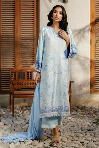 SS26DA-2942 SKY BLUE 2PCS  EMBROIDERED KURTA WITH TROUSER