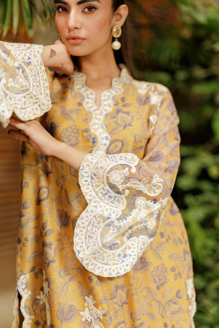 SS26DA-2943 MUSTARD 2PCS  EMBROIDERED KURTA WITH TROUSER