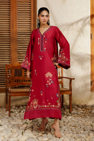 SS26DA-2948 MAGENTA 2PCS  EMBROIDERED KURTA WITH TROUSER