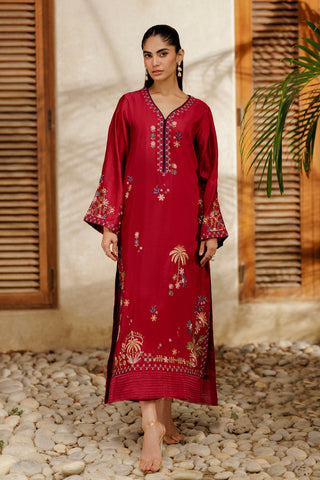 SS26DA-2948 MAGENTA 2PCS  EMBROIDERED KURTA WITH TROUSER