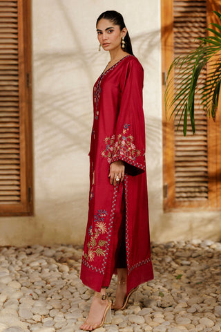 SS26DA-2948 MAGENTA 2PCS  EMBROIDERED KURTA WITH TROUSER