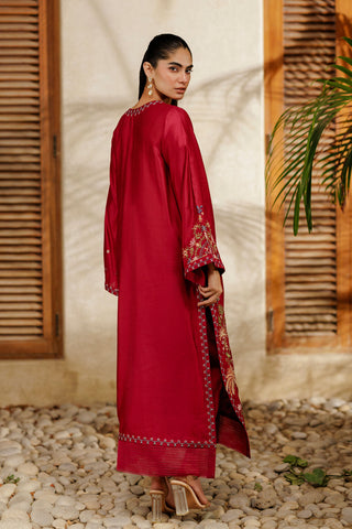 SS26DA-2948 MAGENTA 2PCS  EMBROIDERED KURTA WITH TROUSER