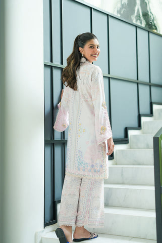 SS26DP-2958 L-PINK 2PCS  EMBROIDERED KURTA WITH TROUSER