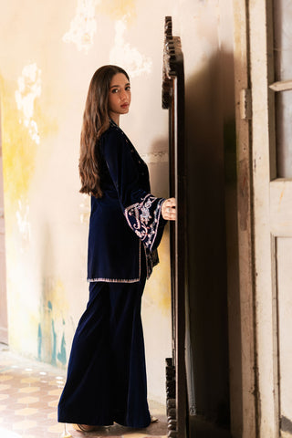 FW26DA-3009 NAVY BLUE 2PCS  EMBROIDERED KURTA WITH TROUSER