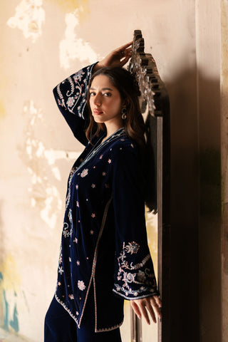 FW26DA-3009 NAVY BLUE 2PCS  EMBROIDERED KURTA WITH TROUSER