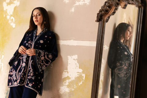 FW26DA-3009 NAVY BLUE 2PCS  EMBROIDERED KURTA WITH TROUSER