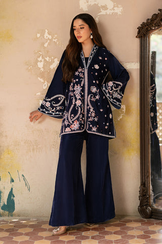 FW26DA-3009 NAVY BLUE 2PCS  EMBROIDERED KURTA WITH TROUSER