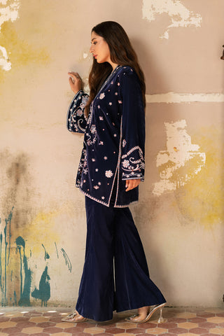 FW26DA-3009 NAVY BLUE 2PCS  EMBROIDERED KURTA WITH TROUSER