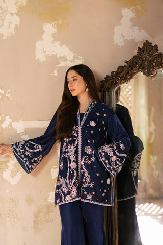 FW26DA-3009 NAVY BLUE 2PCS  EMBROIDERED KURTA WITH TROUSER