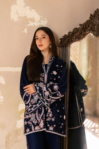 FW26DA-3009 NAVY BLUE 2PCS  EMBROIDERED KURTA WITH TROUSER