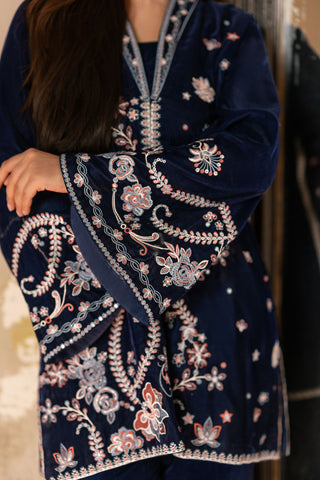 FW26DA-3009 NAVY BLUE 2PCS  EMBROIDERED KURTA WITH TROUSER
