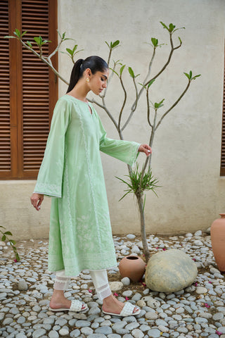 DC-0495 GREEN DYED EMBROIDERED KURTA