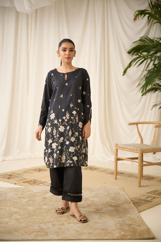 DC-0518 BLACK DIGITAL PRINTED KURTA