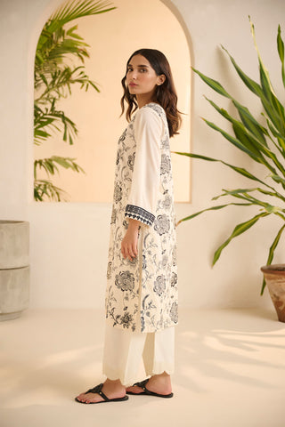 DC-0520 White DYED EMBROIDERED KURTA