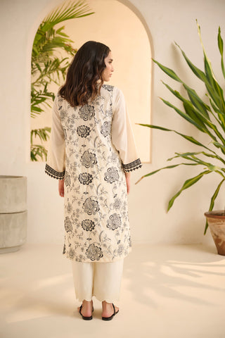 DC-0520 White DYED EMBROIDERED KURTA