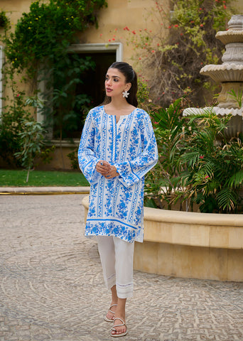 DC-0531 WHITE DIGITAL PRINTED KURTA