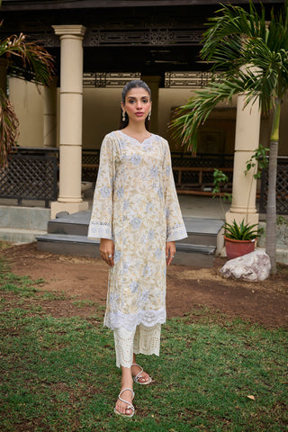 DC-0532 BEIGE EMBROIDERED KURTA