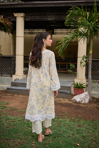 DC-0532 BEIGE EMBROIDERED KURTA