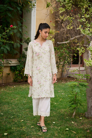 DC-0536 L-GREEN EMBROIDERED KURTA