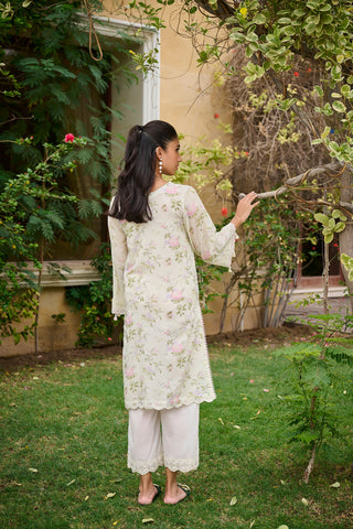 DC-0536 L-GREEN EMBROIDERED KURTA