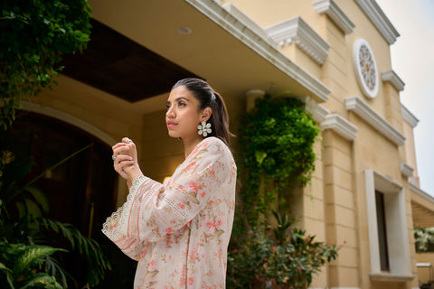 DC-0538 PEACH EMBROIDERED KURTA