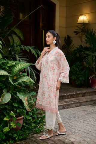 DC-0538 PEACH EMBROIDERED KURTA