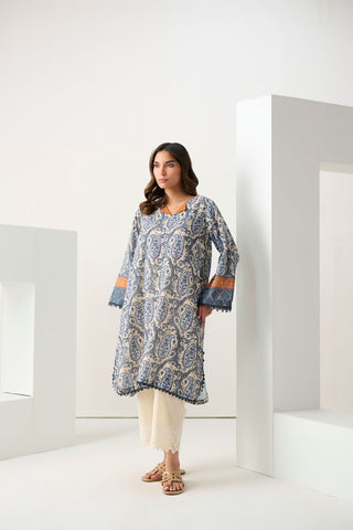 DC-0545 BLUE DIGITAL PRINTED KURTA