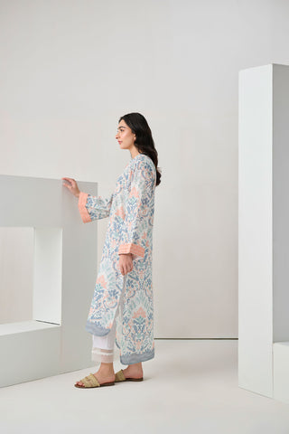 DC-0555 WHITE DIGITAL PRINTED KURTA