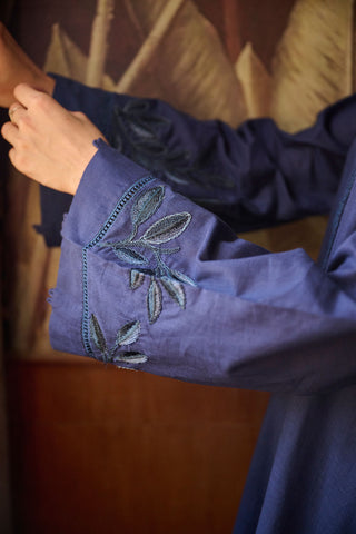 DC-2172 NAVY BLUE 2PCS  EMBROIDERED KURTA WITH TROUSER