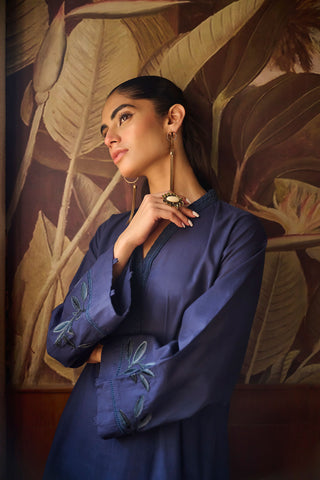 DC-2172 NAVY BLUE 2PCS  EMBROIDERED KURTA WITH TROUSER