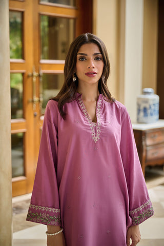 DC-2217 MAUVE 2PCS  EMBROIDERED KURTA WITH TROUSER