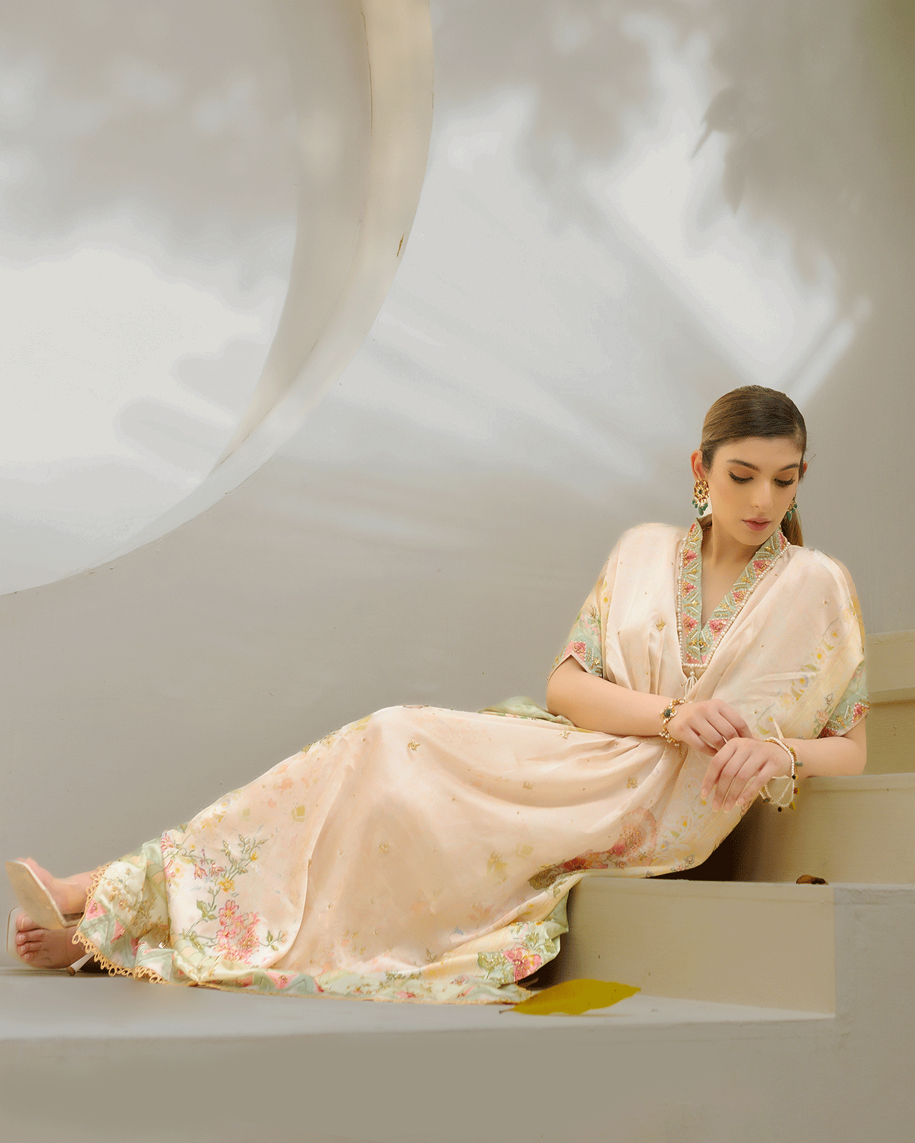 DC-2244 OFF-WHITE HAND EMBELLISHED KAFTAN