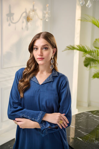 DC-2248 NAVY BLUE 2PCS  EMBROIDERED KURTA WITH TROUSER
