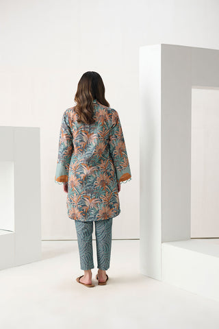 DC-2267 BLUE 2PCS  PRINTED KURTA WITH TROUSER