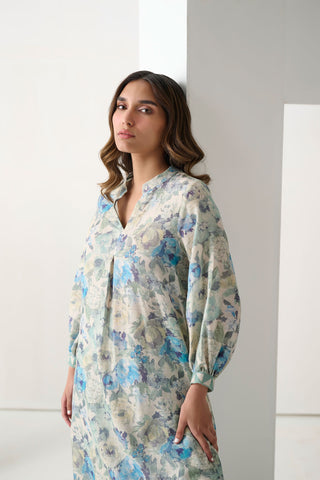 DC-2294 SKY BLUE 2PCS  EMBROIDERED KURTA WITH TROUSER