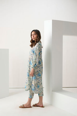 DC-2294 SKY BLUE 2PCS  EMBROIDERED KURTA WITH TROUSER