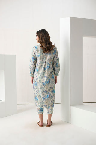 DC-2294 SKY BLUE 2PCS  EMBROIDERED KURTA WITH TROUSER
