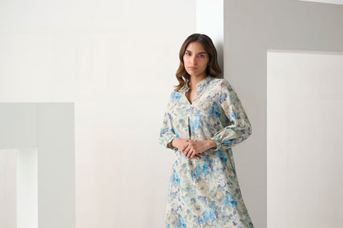 DC-2294 SKY BLUE 2PCS  EMBROIDERED KURTA WITH TROUSER