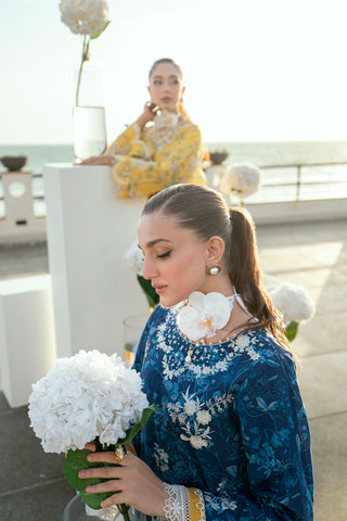 SS25DC-2538 NAVY BLUE LAWN 2PCS EMBROIDERED KURTA WITH TROUSER