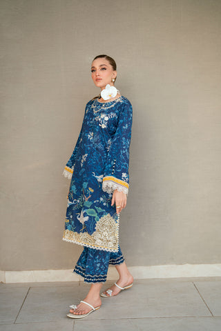 SS25DC-2538 NAVY BLUE LAWN 2PCS EMBROIDERED KURTA WITH TROUSER