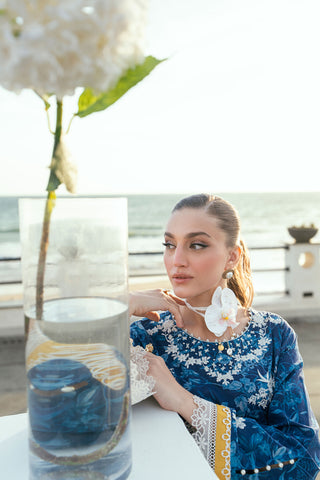 SS25DC-2538 NAVY BLUE LAWN 2PCS EMBROIDERED KURTA WITH TROUSER