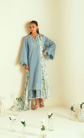 Sky blue dupatta for women by Dhanak