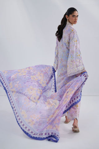 SS25DC-2556 PURPLE COTTON JACQUARD 2PCS EMBROIDERED KURTA WITH TROUSER