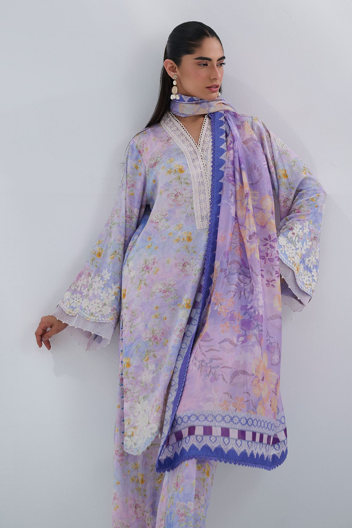 SS25DD-2556  PURPLE PRINTED DUPATTA