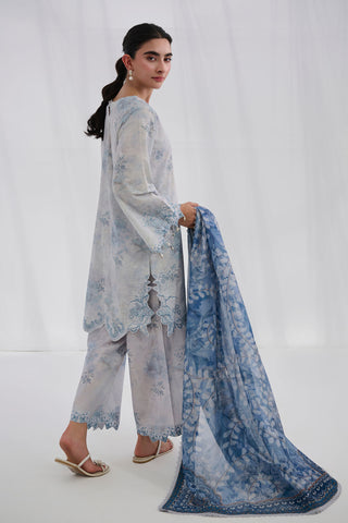 SS25DC-2562 GREY COTTON JACQUARD 2PCS EMBROIDERED KURTA WITH TROUSER