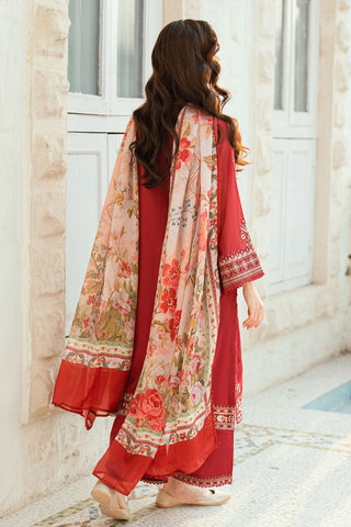 SS25DD-2579  RED PRINTED DUPATTA
