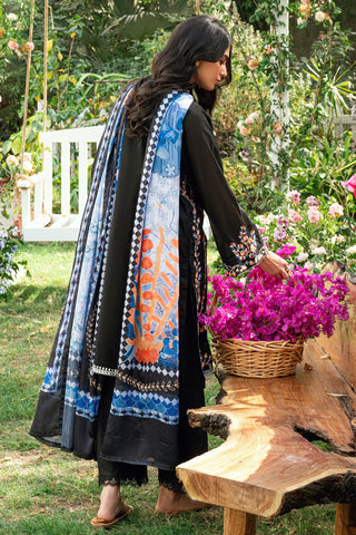 SS25DD-2581  BLACK PRINTED DUPATTA
