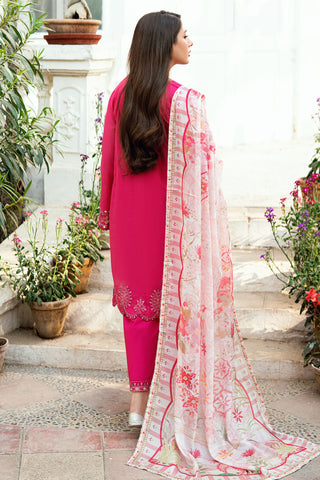 Soft Pink 2-piece Swiss Voile outfit featuring intricate embroidery on neckline, sleeves, and hem - Dhanak SS26